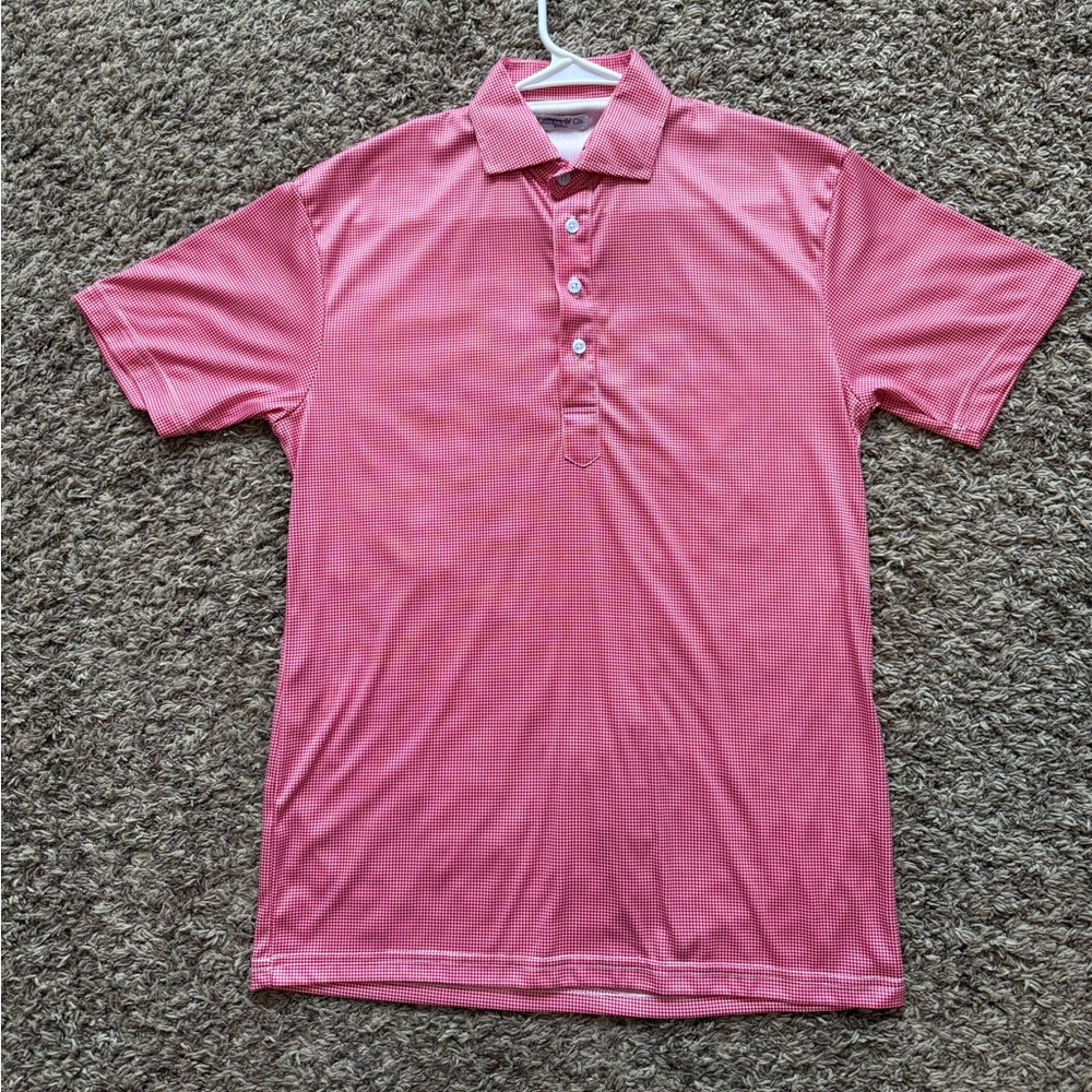 NWOT Collars & Co Semi-Spread Collar Polo - Red Houndstooth - Small